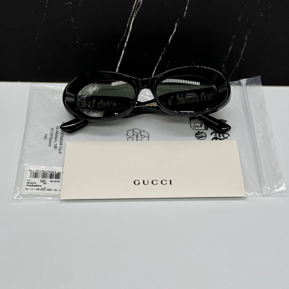 NEW GG1527S 001 GUCCI BLACK GREY OVAL WOMEN GUCCI SUNGLASSES - Picture 11 of 12